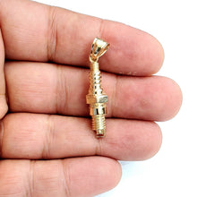 Load image into Gallery viewer, 14k yellow Gold 3D spark plug Pendant charm automobile engine fine jewelry 8.5g