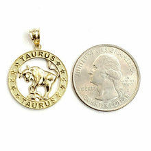 Load image into Gallery viewer, 10k yellow solid Gold round Taurus bull zodiac Pendant charm fine jewelry 2.4g