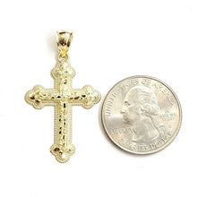 Load image into Gallery viewer, New 10k yellow gold nugget cross pendant charm fine jewelry religious gift 1.6g