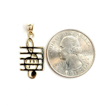 Load image into Gallery viewer, 14k solid yellow Gold music sign note Pendant diamond cut fine jewelry gift 1.2g