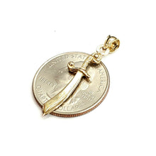 Load image into Gallery viewer, New 14k yellow Gold solid sword Machete Pendant charm gift fine jewelry 1.4g