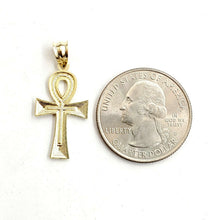 Load image into Gallery viewer, 10k yellow gold Egyptian ankh cross pendant charm fine religious jewelry 0.9g
