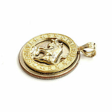 Load image into Gallery viewer, 10k yellow solid Gold round Taurus bull zodiac Pendant charm fine jewelry 2.4g
