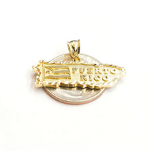 Load image into Gallery viewer, New 10k yellow gold Puerto Rico outline map pendant charm gift fine jewelry 2.9g