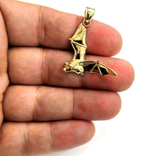Load image into Gallery viewer, New 14k yellow gold 3D flying bat pendant charm gift fine jewelry polished 3.4g