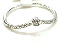 Load image into Gallery viewer, 14k white Gold pave curved chevron 0.09ct real diamond wedding Ring Size 7.25