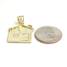 Load image into Gallery viewer, New 10k yellow gold trap house pendant charm diamond cut gift fine jewelry 3.1g