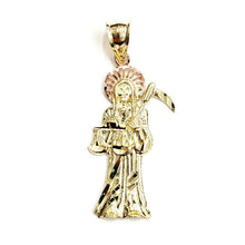 Load image into Gallery viewer, 10k yellow and rose gold Santa muerte holy death Pendant fine gift jewelry 2.4g