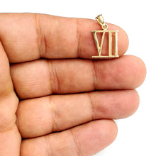 Load image into Gallery viewer, New 14KT Yellow Gold Solid Roman number 7 Pendant charm gift Fine Jewelry 1.6g