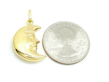 Load image into Gallery viewer, New 14k yellow gold 3D hollow moon pendant charm astronomy fine gift jewelry 2g
