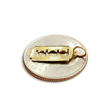 Load image into Gallery viewer, 14k yellow gold tiny razor blade pendant charm Fine Jewelry Gifts unisex 0.7g