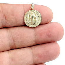Load image into Gallery viewer, New 10k yellow gold round saint benedict san Benito pendant jewelry 0.58" 1.6g