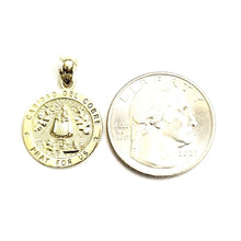 Load image into Gallery viewer, 10k yellow gold round virgin Caridad del Cobre pendant fine jewelry 0.69" 1.6g