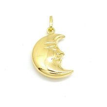 Load image into Gallery viewer, New 14k yellow gold 3D hollow moon pendant charm astronomy fine gift jewelry 2g