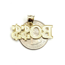 Load image into Gallery viewer, New 10k yellow Gold Boss dollar sign word Pendant charm fine gift jewelry 3.1g
