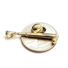 Load image into Gallery viewer, 14k yellow Gold baseball bat hat Pendant charm sport game fine jewelry gift 3.8g