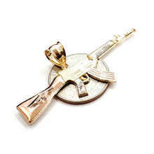Load image into Gallery viewer, 14k multi color Gold AK-47 machine gun military rifle Pendant charm gift 3.9g