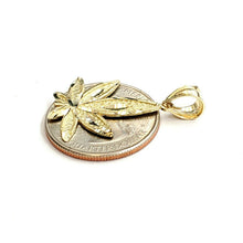 Load image into Gallery viewer, New 10k yellow gold marijuana leaf weed pendant diamond cut medical jewelry 1.6g