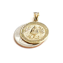 Load image into Gallery viewer, 10k yellow gold round virgin Caridad del Cobre pendant fine jewelry 0.86" 2.5g