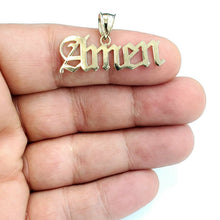 Load image into Gallery viewer, New 10k yellow Gold AMEN word Pendant charm polished shiny fine jewelry 2.5g