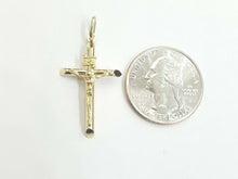 Load image into Gallery viewer, New 10k yellow gold hollow cross Jesus pendant charm fine jewelry religious 1.5g