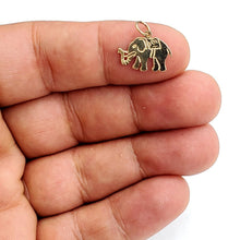 Load image into Gallery viewer, 14k yellow Gold tiny elephant Pendant charm unisex good luck fine jewelry 0.8g