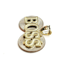 Load image into Gallery viewer, New 10k yellow Gold Boss dollar sign word Pendant charm fine gift jewelry 4.2g