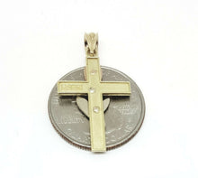 Load image into Gallery viewer, New 14k 3 color gold cross rose pendant charm fine gift religious jewelry 2g