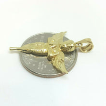Load image into Gallery viewer, 14k yellow Gold full body angel Pendant charm wings gift fine jewelry 1.9g