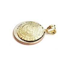 Load image into Gallery viewer, 10k yellow Gold solid Aztec Mayan sun calendar Azteca pendant gift 0.80" 2.7g