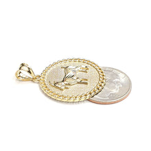 Load image into Gallery viewer, 10k yellow Gold round Goat Pendant charm diamond cut animal fine jewelry 5g