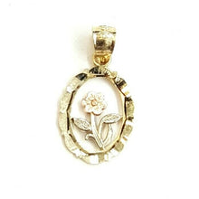 Load image into Gallery viewer, 14k tri color solid Gold oval flower Pendant charm fine women gift jewelry 1g