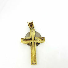 Load image into Gallery viewer, 10k two tone gold cross pendant cubic zirconia gift fine religious jewelry 8.6g