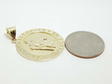 Load image into Gallery viewer, 10k yellow gold round saint Cristopher pendant fine religious jewelry 1.16" 4.9g