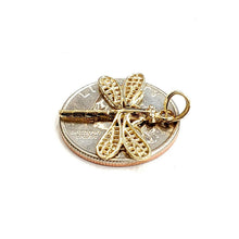 Load image into Gallery viewer, New 14k yellow gold dragonfly Pendant charm gift fine jewelry 1.7g
