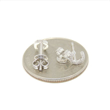 Load image into Gallery viewer, 14k white Gold 0.06Ct Diamond horseshoe stud Earrings gift Push Back Fastening