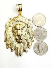 Load image into Gallery viewer, 10k yellow solid Gold big lion head face Pendant charm men's gift jewelry 18.2g