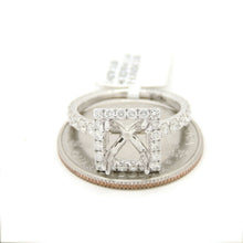 Load image into Gallery viewer, 1.14Ct Natural Diamond 14k White Gold Semi Mount halo Ring square center sz 6.5