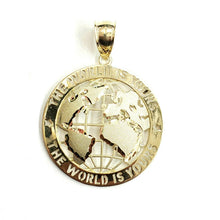 Load image into Gallery viewer, 10k yellow gold round globe planet earth world map pendant fine gift 1.58" 7.2g
