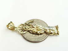 Load image into Gallery viewer, 10k yellow gold Santa Muerte holy death Pendant fine gift jewelry unisex 2.3g