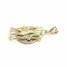 Load image into Gallery viewer, 10k yellow Gold Egypt jackal god Anubis holding Ankh Pendant fine jewelry 3.2g