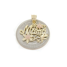 Load image into Gallery viewer, New 14k 2 color Gold mama madre mother flower Pendant charm fine women gift 1.8g