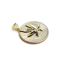 Load image into Gallery viewer, 10k yellow gold marijuana leaf weed pendant charm fine gift medical jewelry 0.9g