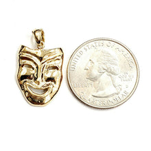 Load image into Gallery viewer, 14k yellow gold laugh now happy face mask drama theater act pendant jewelry 2.6g
