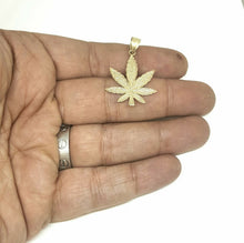 Load image into Gallery viewer, New 14k yellow gold marijuana leaf weed pendant charm fine gift jewelry 2.6g
