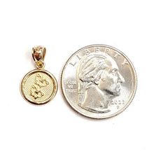Load image into Gallery viewer, 14k yellow Gold tiny round seven wishes Friendship Pendant charm jewelry 1g