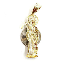 Load image into Gallery viewer, 10k yellow gold Santa Muerte holy death Pendant fine gift jewelry unisex 5.4g