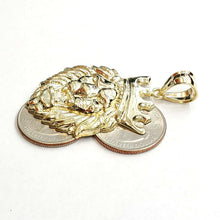 Load image into Gallery viewer, 10k yellow Gold lion head face crown Leo zodiac Pendant charm fine jewelry 7.7g
