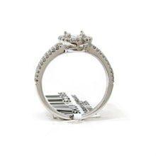 Load image into Gallery viewer, 0.37Ct Natural Diamond 14k White Gold Semi Mount halo center round Ring size 6.5