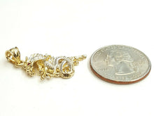 Load image into Gallery viewer, New 14k two tone Gold dragon Pendant charm fine jewelry 3D red eye unisex 3.2g